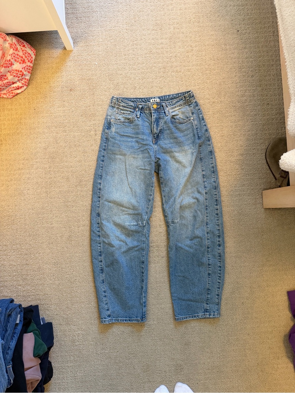 Low-Rise Light Blue Barrel Jeans